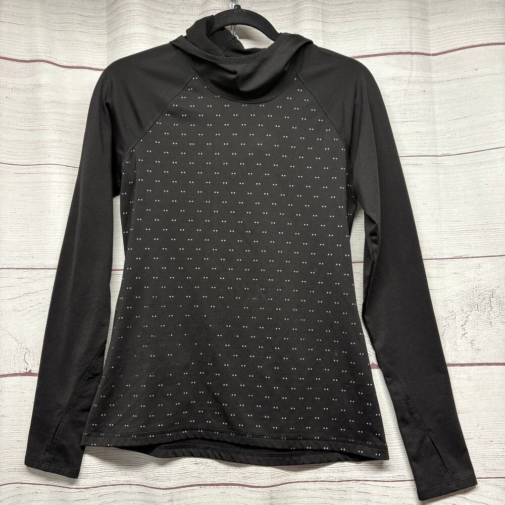 Old Navy Active Go-Dry Reflective Hoodie Black Mini Dot Running Top Small